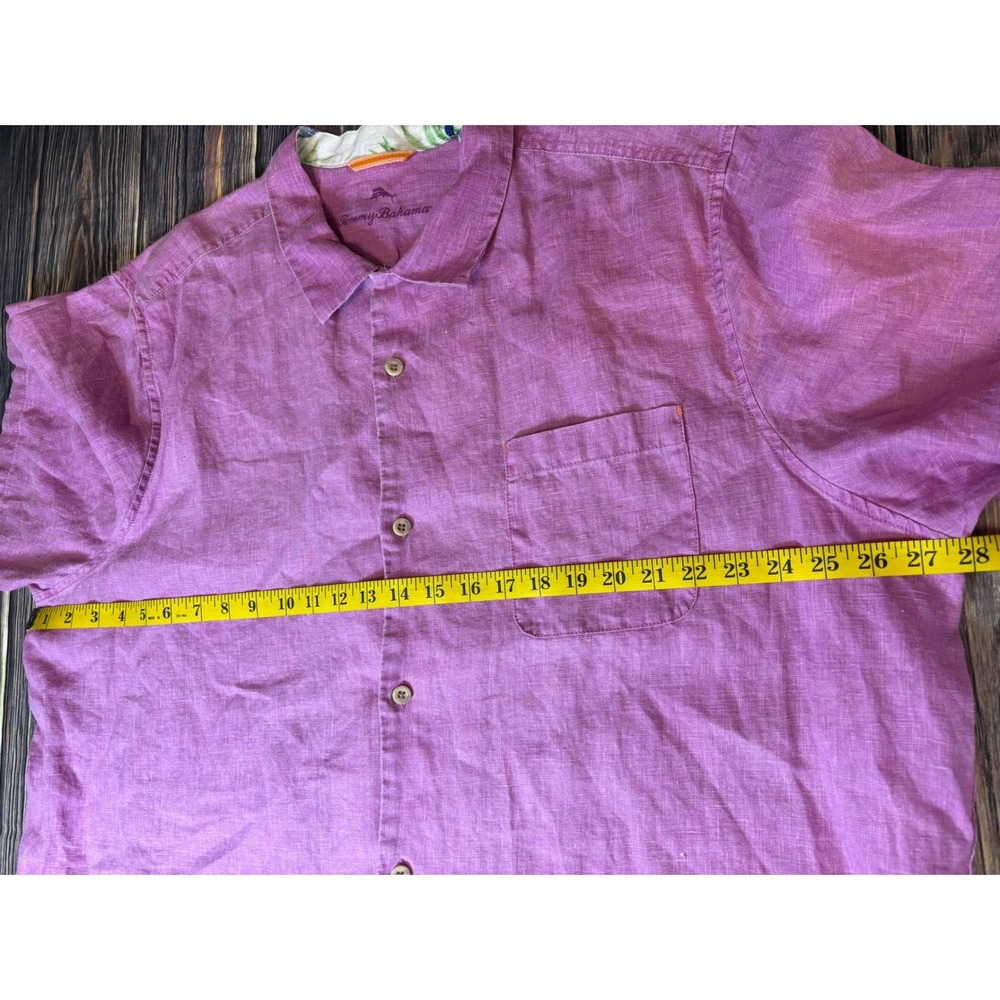 Tommy Bahama Shirt Mens XXL Purple 100% Linen Short Sleeve Button Down Camp - Picture 6 of 16